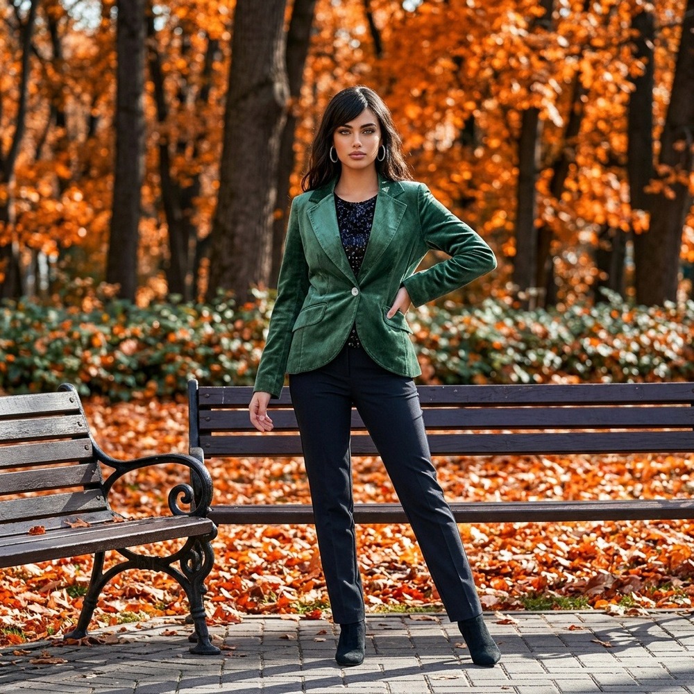 H&M Size 8 Green Velvet Blazer Jacket Victorian Whimsigoth Steampunk Glamoratti